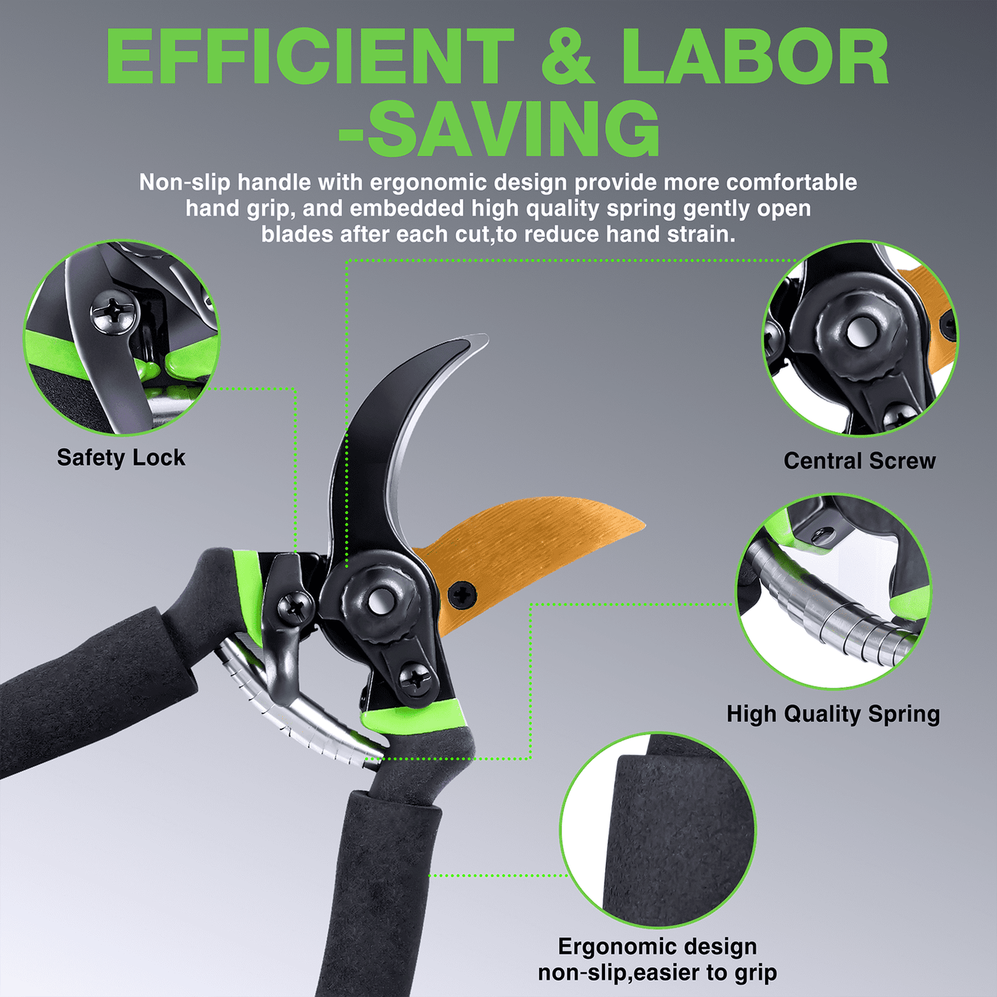 SUNOYAR 4 Pack Garden Pruning Shears, Garden Clippers Tools, Handheld Scissors Set with Gardening Gloves, Stainless Steel Precision Blades Pruning Shears Tree Trimmers