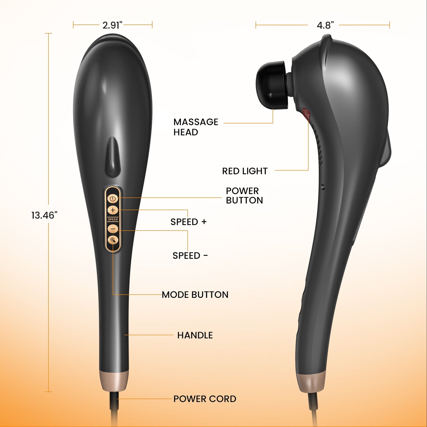 NEXPURE Rechargeable Handheld Massager, Shiatsu Corded Deep Tissue Massager for Neck, Back, Shoulders, Legs, Relieve Fatigue