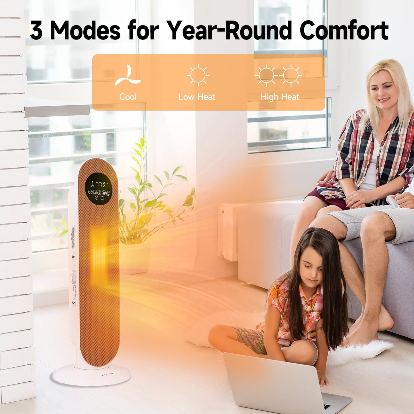 WYRAVIO 1500W Space Heaters for Indoor Use,80° Oscillating Portable Electric Heaters with Thermostat, Remote, 3 Modes,Fast Safety Heat,12H Timer, Overheat Protection, Heater for Bedroom Home Office