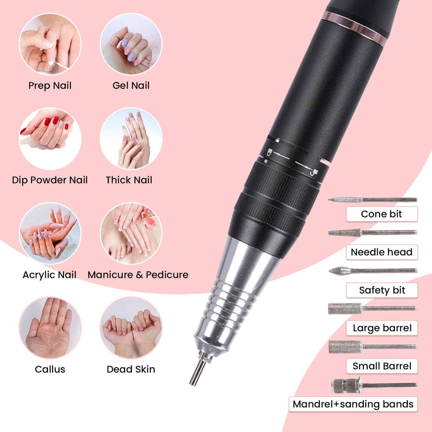 NEXPURE Portable Nail Drill Professional 35000 RPM for Acrylic Nails Gel Polishing Removing