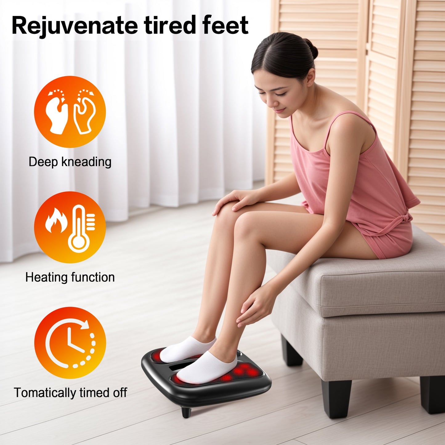 NEXPURE Foot Massager with Heat, 3 Modes, Wireless Control Shiatsu Foot Massager with Heating
