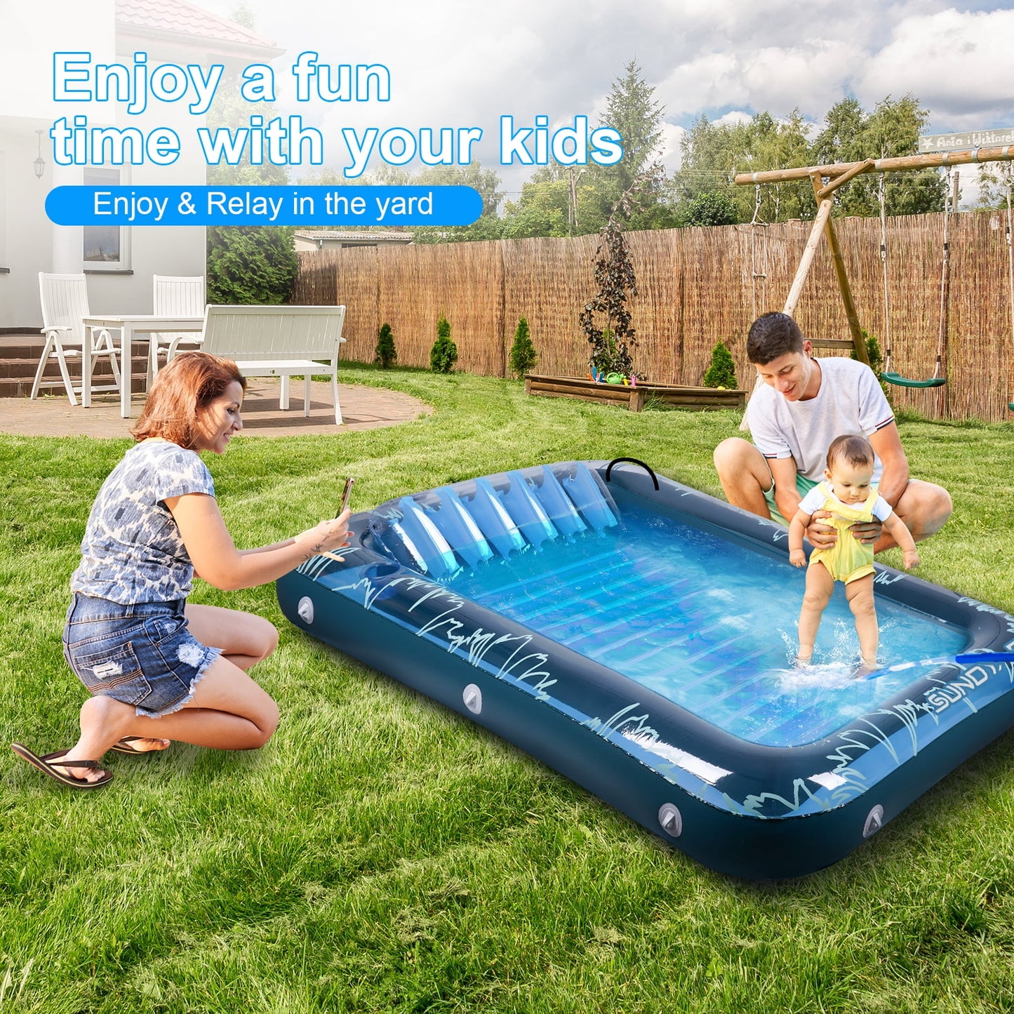 SUNOYAR Inflatable Tanning Pool Lounger Float, Pool Floats Adult with Pillow, 73" x 46" Large Suntan Tub with Cup Holder for Lake River Beach Patio