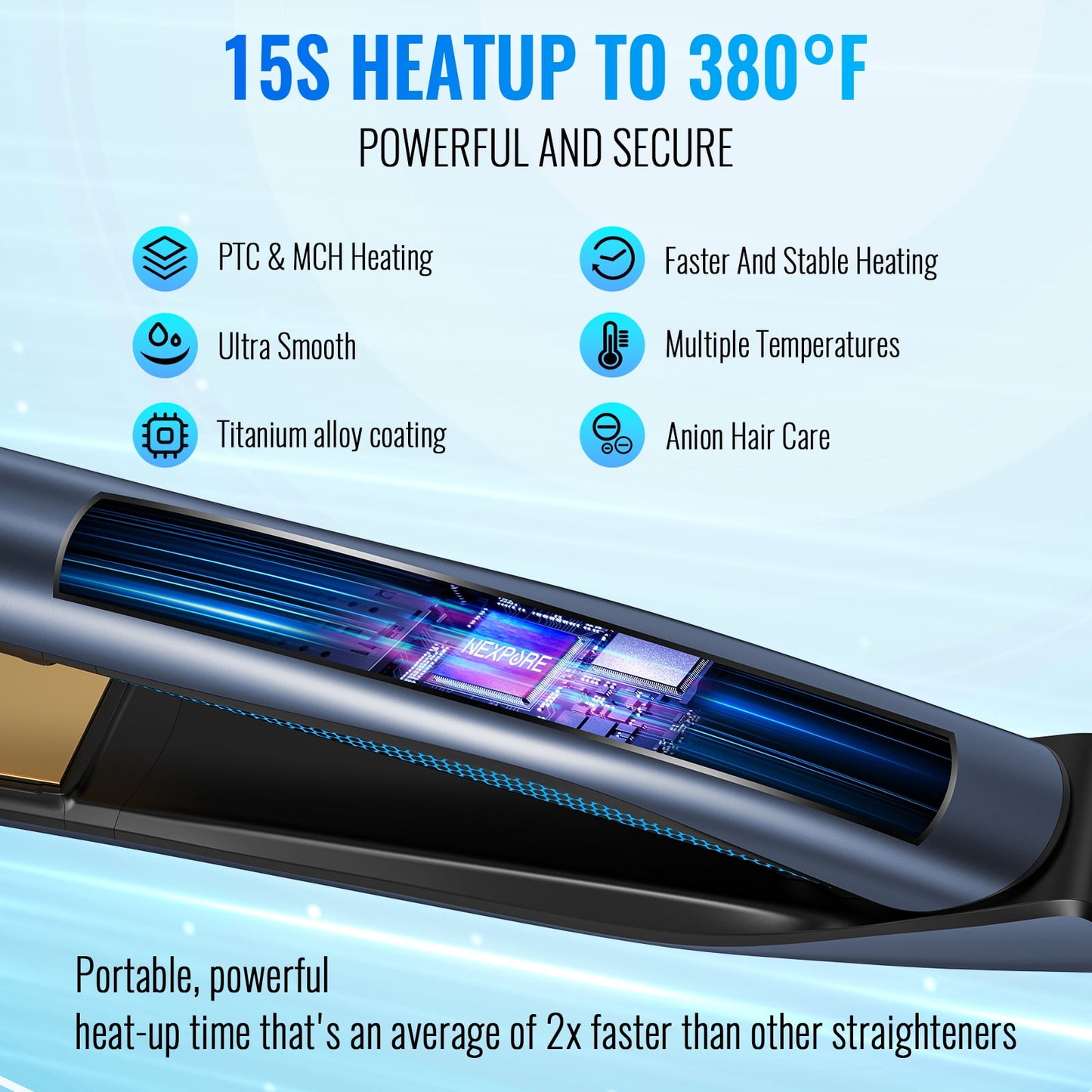 NEXPURE 1 inch Hair Straightener Flat Iron, Ionic Dual Voltage Straightener, Pro Salon Styling Tool