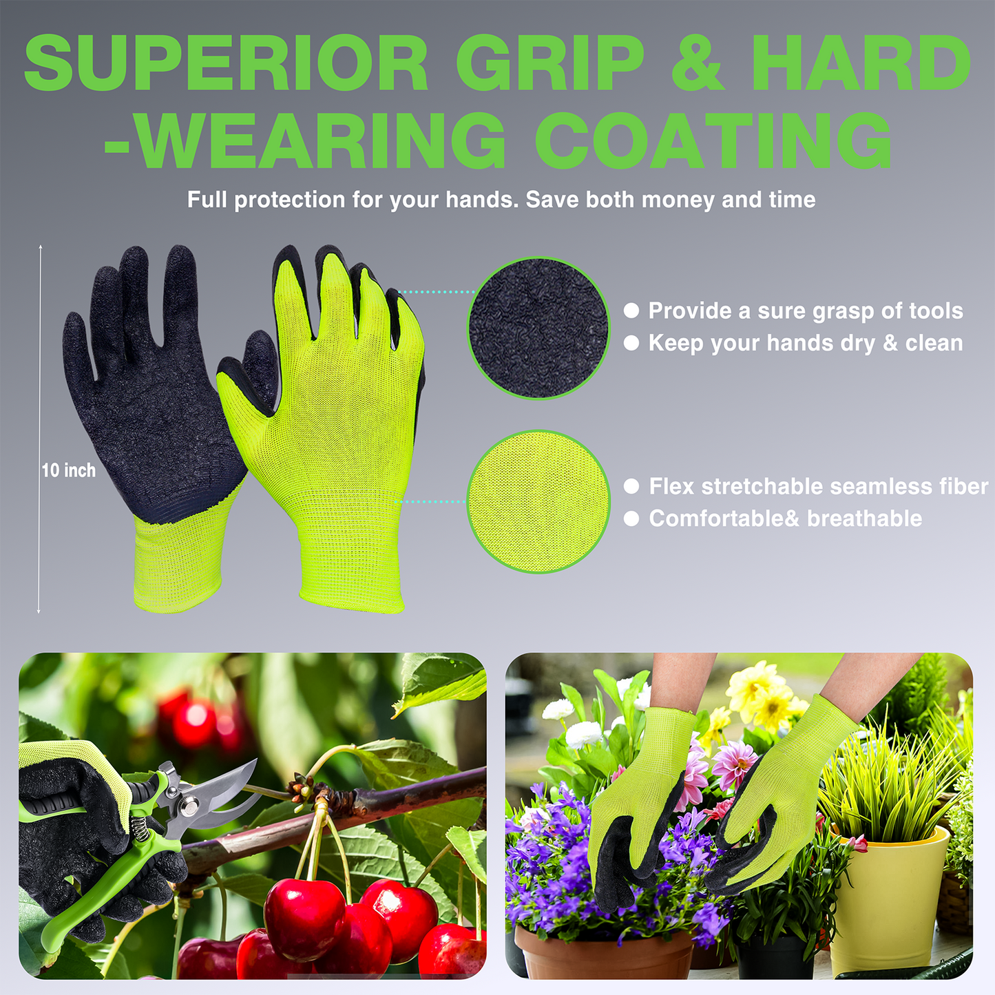 SUNOYAR 4 Pack Garden Pruning Shears, Garden Clippers Tools, Handheld Scissors Set with Gardening Gloves, Stainless Steel Precision Blades Pruning Shears Tree Trimmers