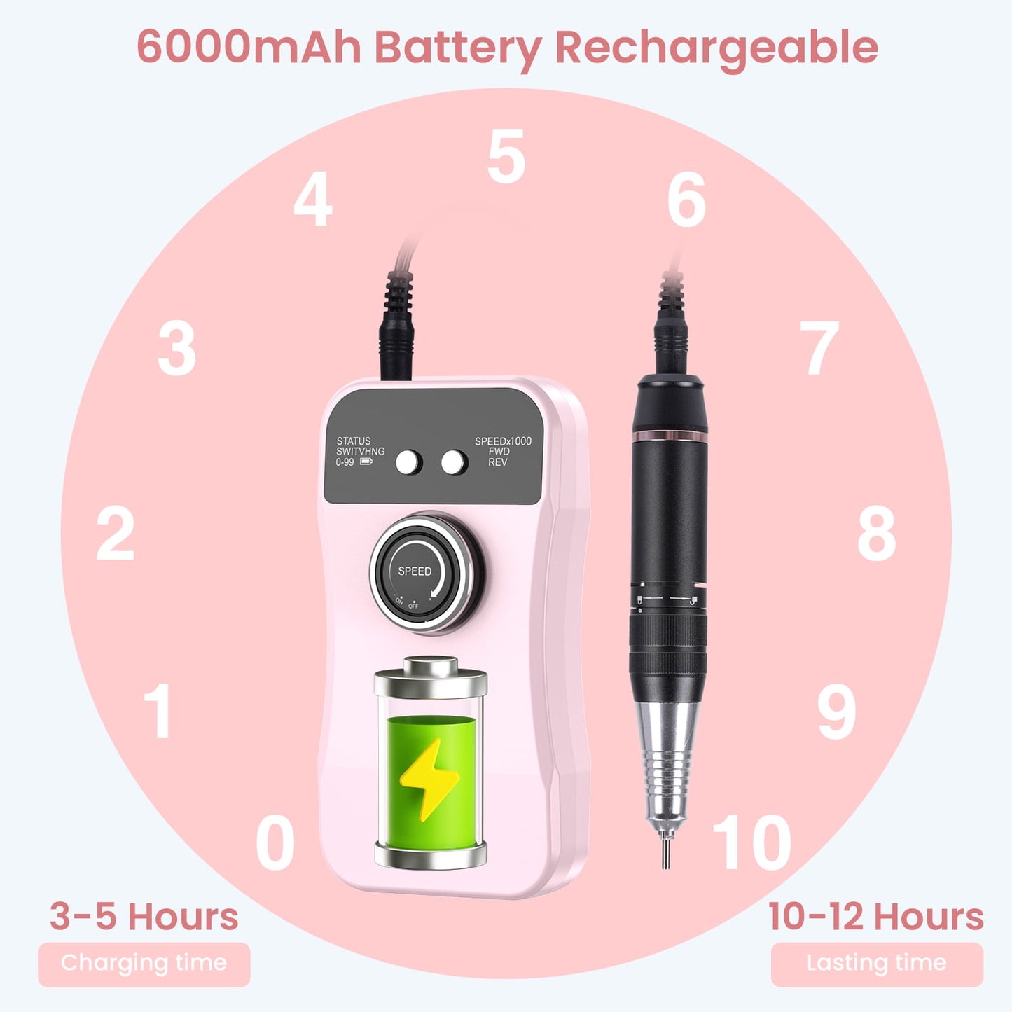 NEXPURE Portable Nail Drill Professional 35000 RPM for Acrylic Nails Gel Polishing Removing