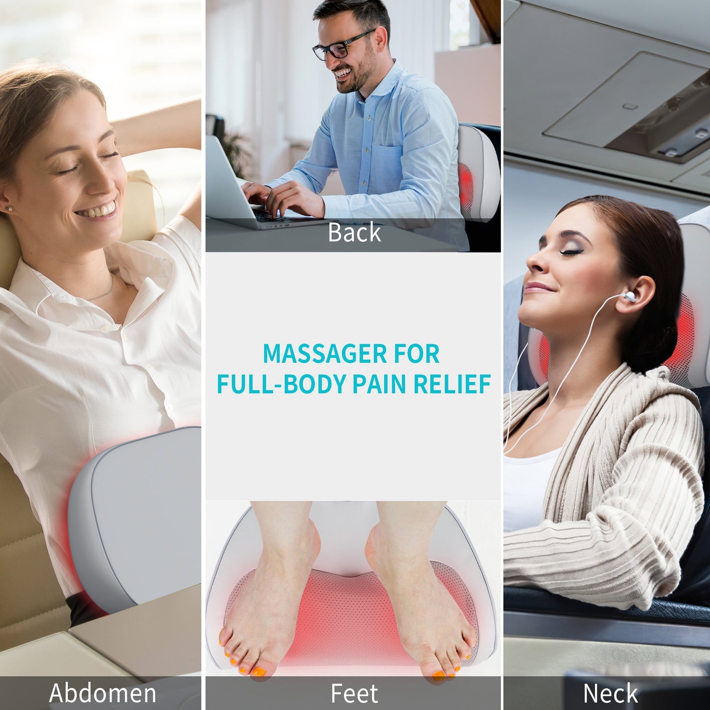 NEXPURE Back Massager with Heat – Heated Support for Home and Office Chairs, Gray