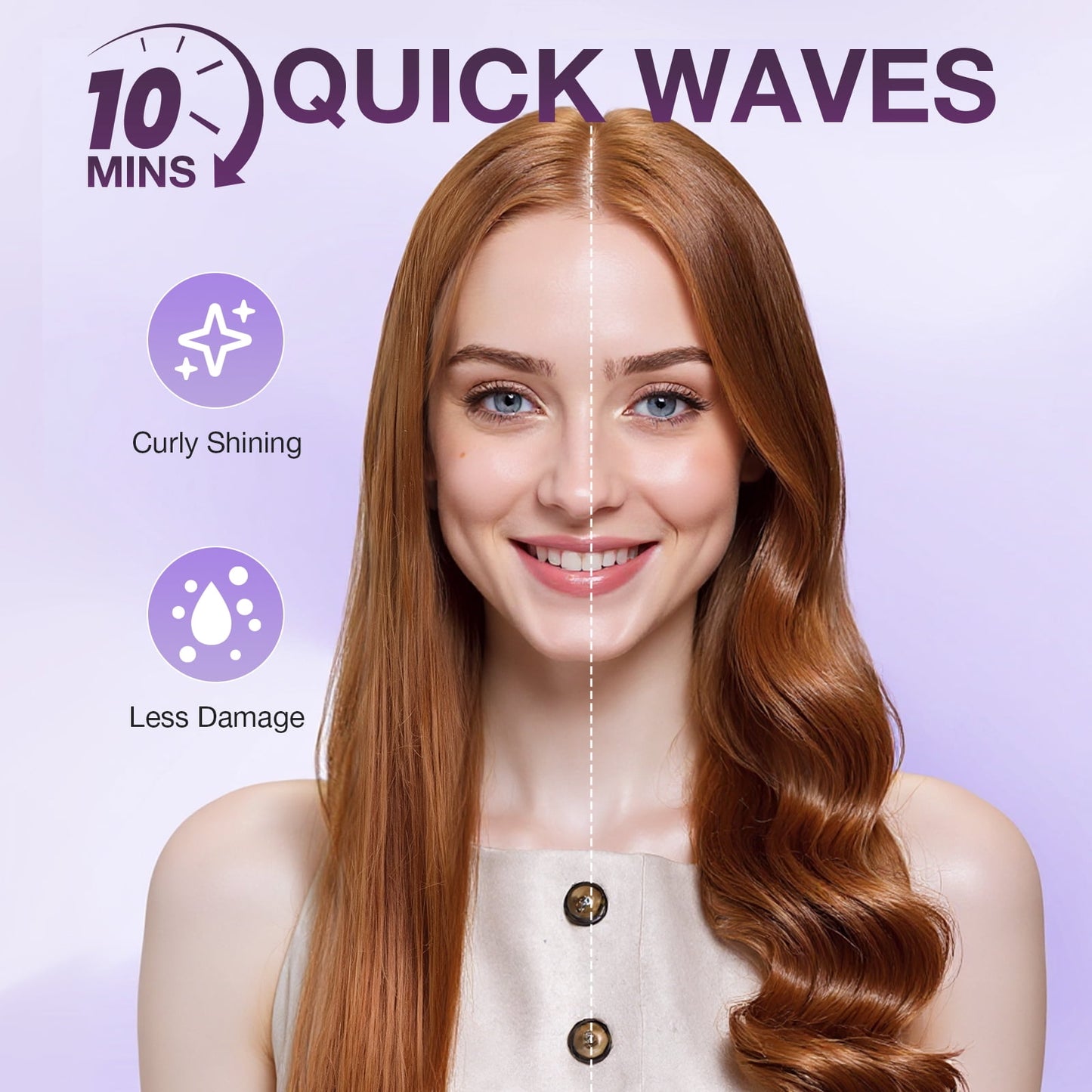 NEXPURE Automatic Curling Iron, Ceramic Barrel with 4 Heat Settings, Anti-Tangle, Fast Heating, Ionic Technology