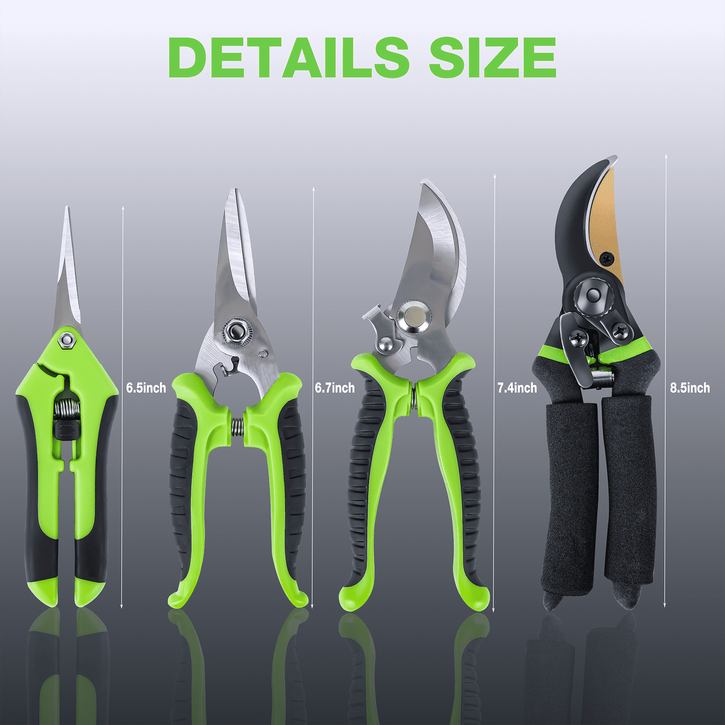 SUNOYAR 4 Pack Garden Pruning Shears, Garden Clippers Tools, Handheld Scissors Set with Gardening Gloves, Stainless Steel Precision Blades Pruning Shears Tree Trimmers