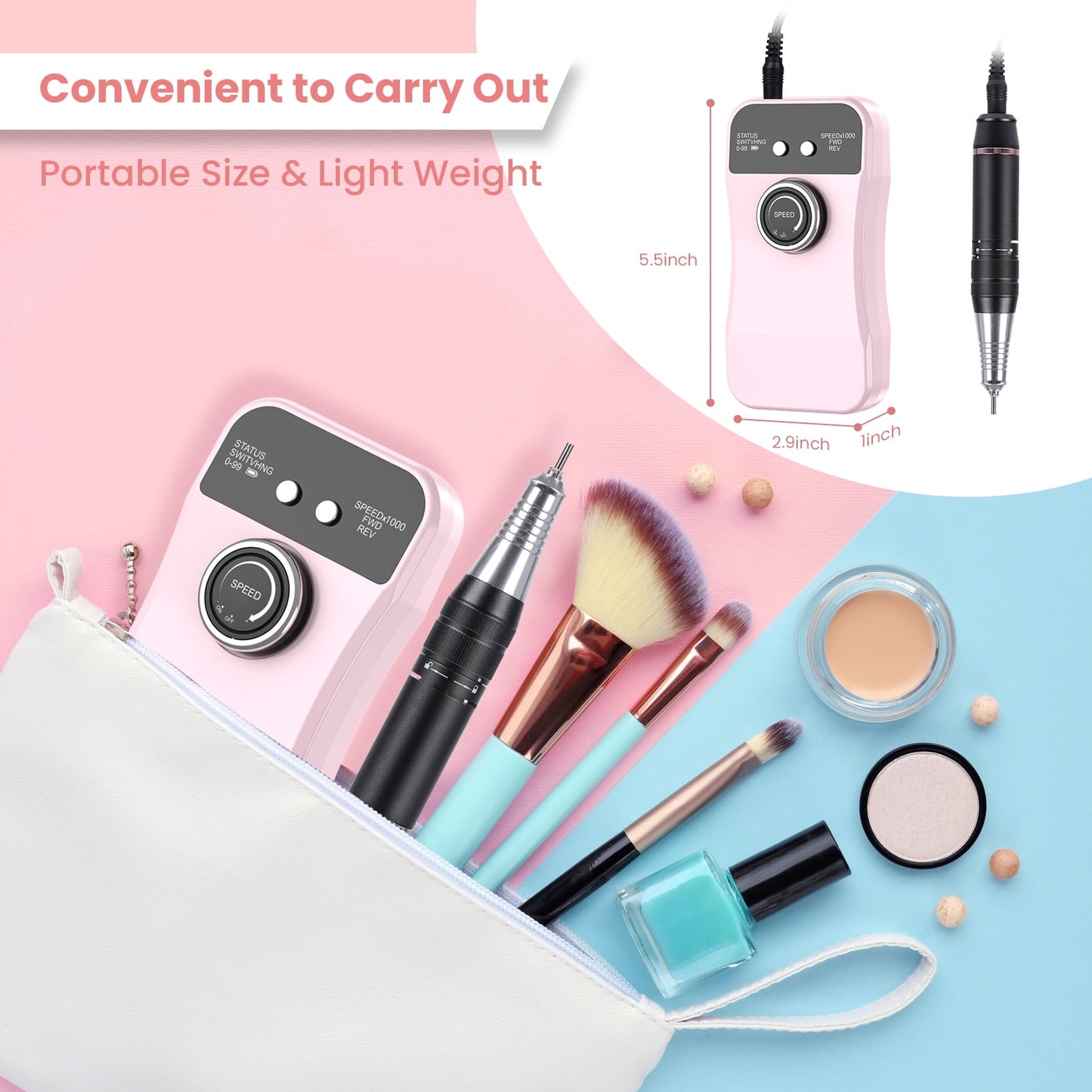 NEXPURE Portable Nail Drill Professional 35000 RPM for Acrylic Nails Gel Polishing Removing