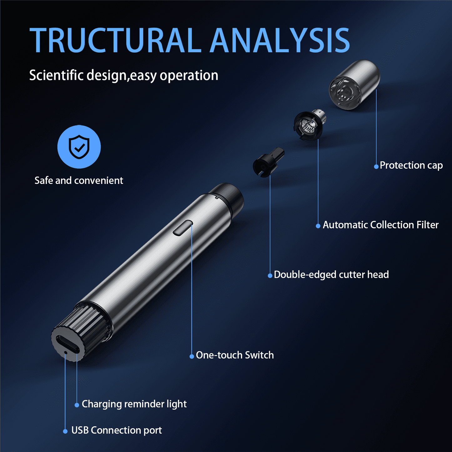 NEXPURE Nose Hair Trimmer, Lithium Ion Battery Electric Nose Ear Hair Remover, GT-2011BIM