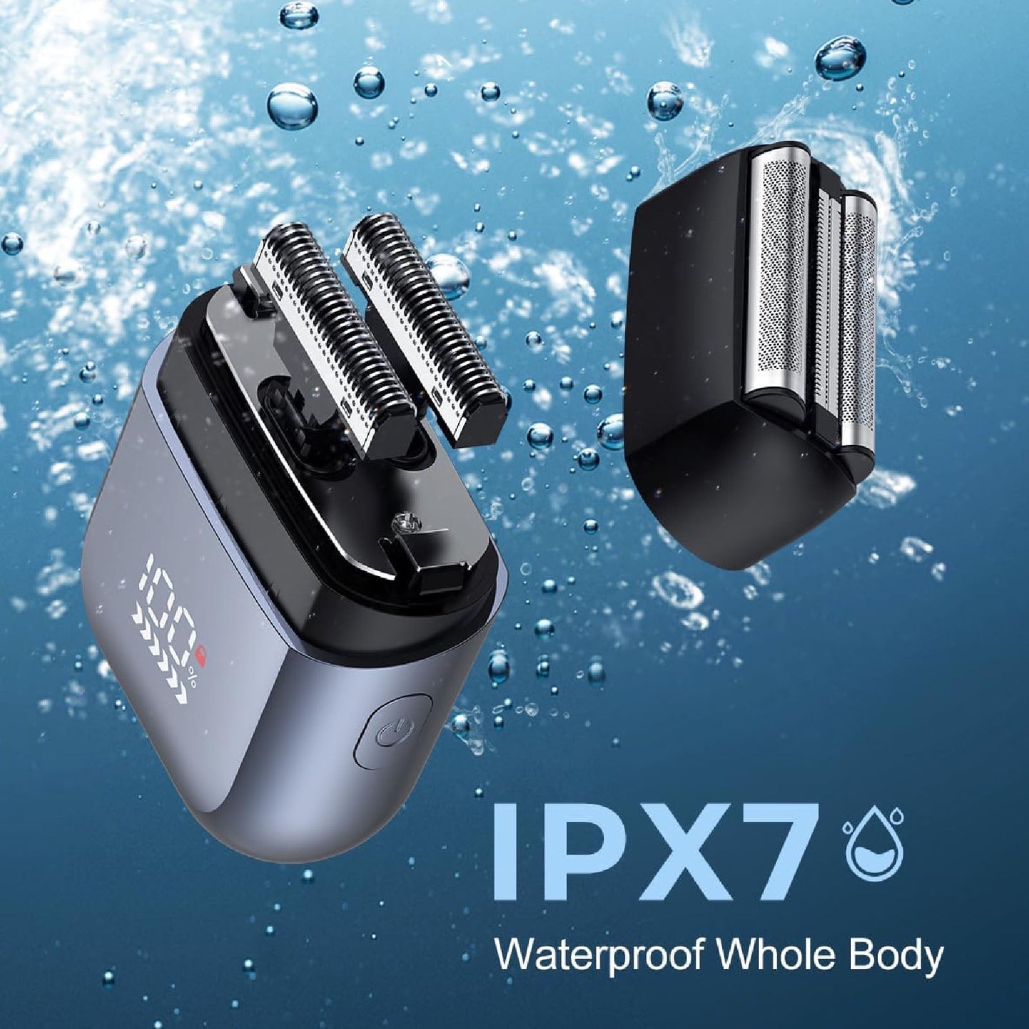 NEXPURE Foil Shaver for Men, Dual Blade Electric Razor for Face and Beard, Waterproof IPX7, LED Display, Travel Lock, Blue