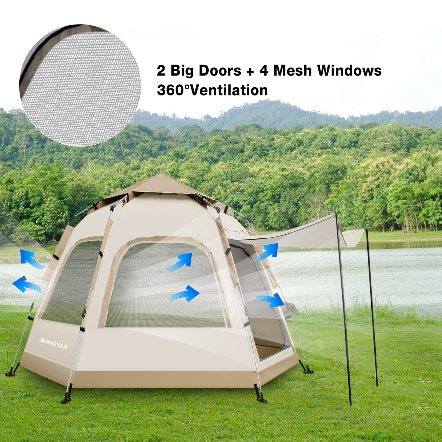 SUNOYAR 6-8 Person Tent for Camping, Camping Tent with Carry Bag, Instant Tent for Outdoor/Hiking/Traveling