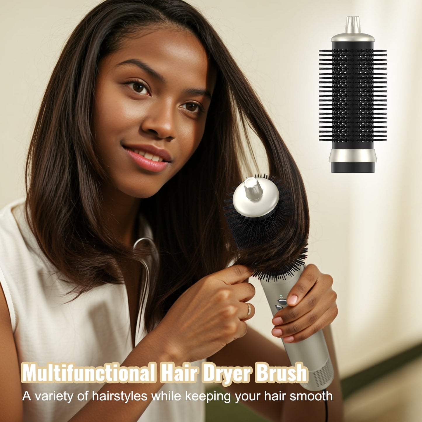 NEXPURE Blow Dryer Brush,6 in 1 Hair Styler with 110,000 RPM High-Speed Negative Ionic Hair Dryer,Hot Air Brush,Wrap Curlers,Straightener Brush,Professional Hair Dryer Brush for Hair Styling