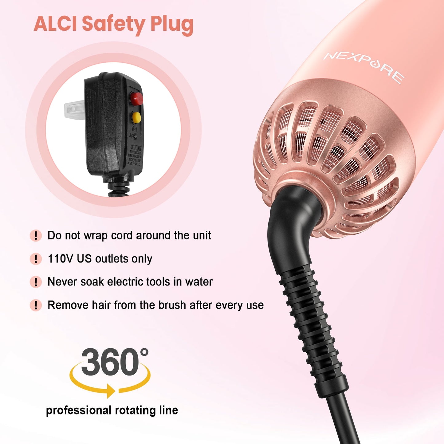 NEXPURE 4-in-1 Hair Dryer Brush for Thick Hair – Ionic Ceramic Titanium Hot Air Volumizer & Anti-Frizz Styler