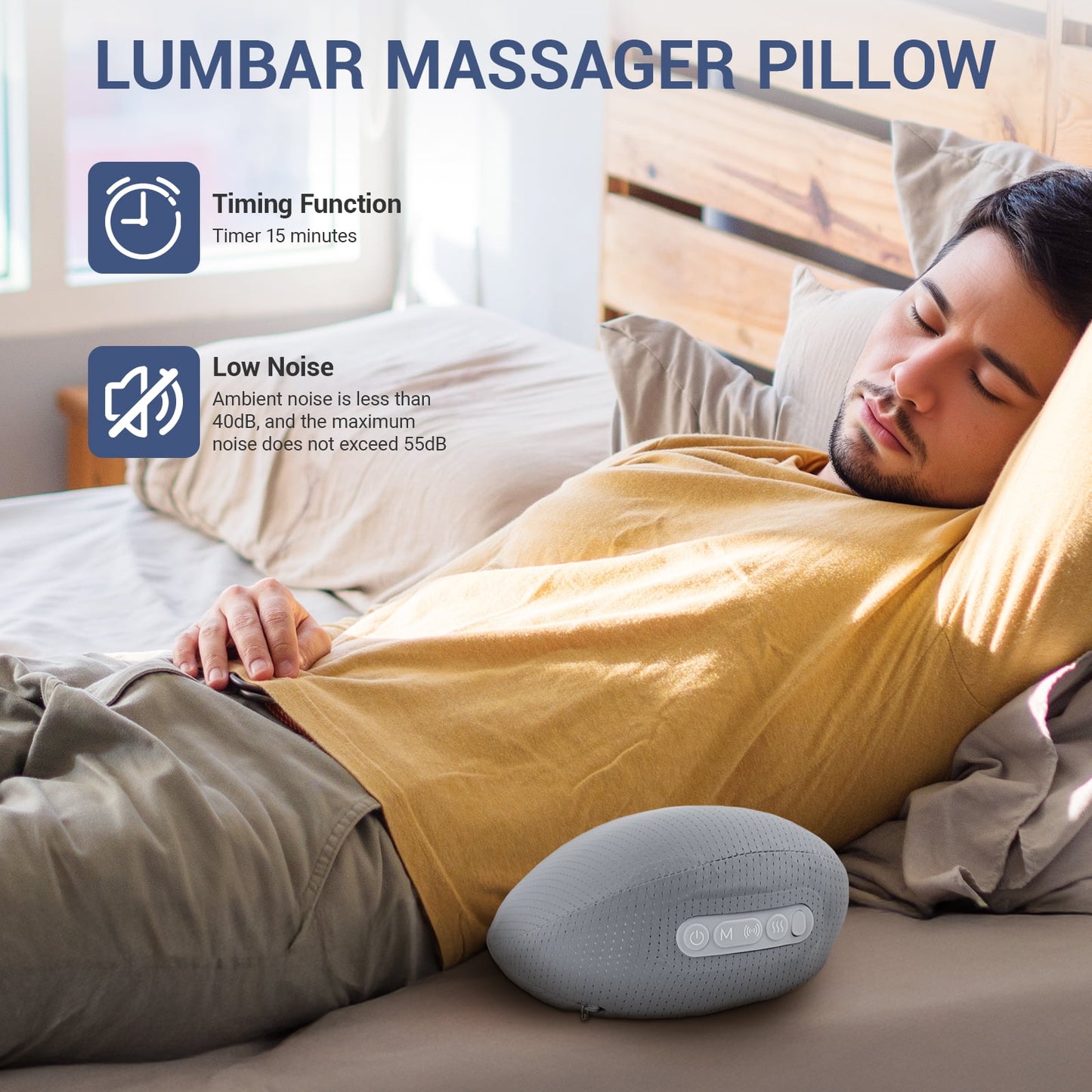 NEXPURE Lumbar Massage, Waist Massager Pillow for Men Women Gifts, Home Office Sleep, Blue