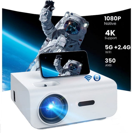 Groview 5G/2.4G WiFi Bluetooth Projector, 12000 Lux Native 1080P Support 4K, Outdoor Movie Projector Compatible with iOS/Android, 100" Screen Included