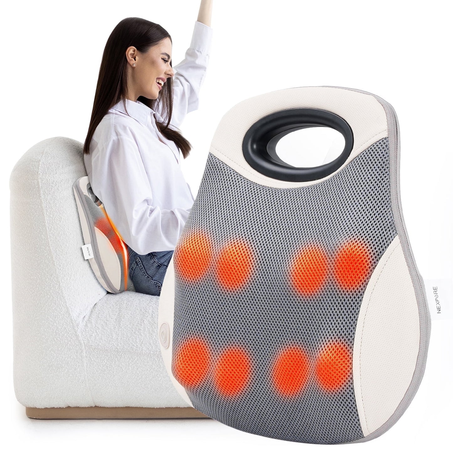 NEXPURE Back Massager with Heat, 3D Kneading Massage Pillow, Shiatsu Back Massage Pillow for Women Mother's Day Father's Day