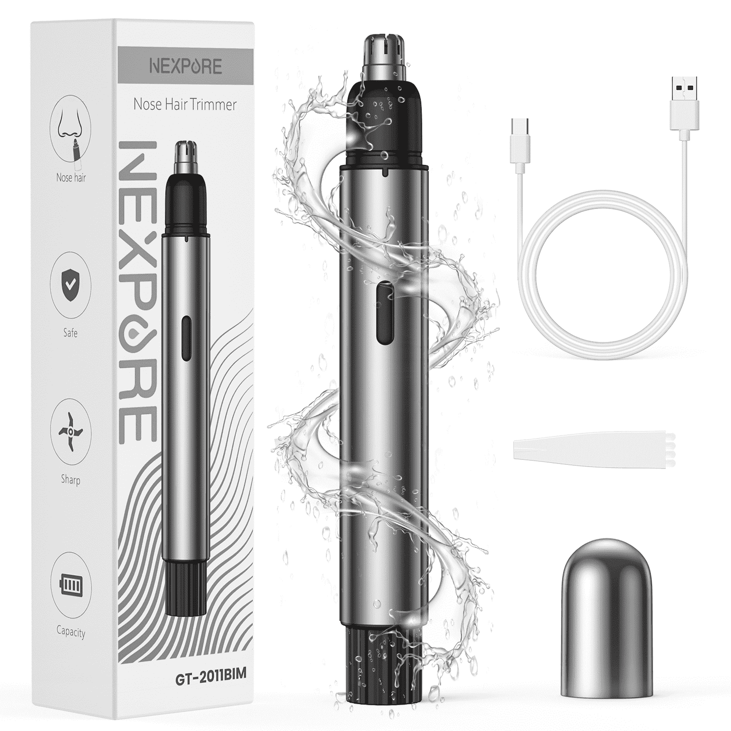 NEXPURE Nose Hair Trimmer, Lithium Ion Battery Electric Nose Ear Hair Remover, GT-2011BIM