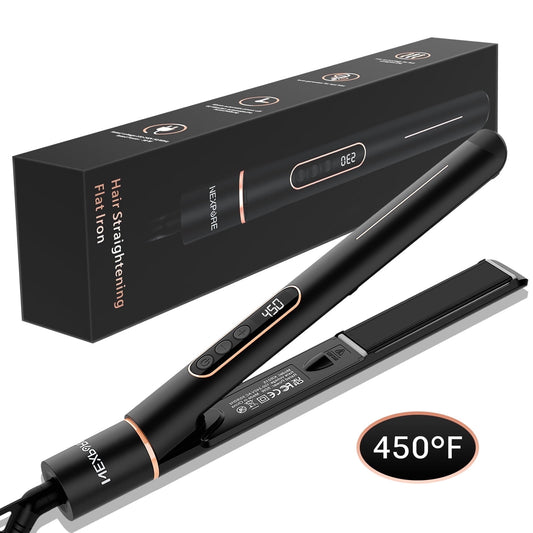 NEXPURE 1 inch Flat Iron, 2 in 1 Hair Straightener & Curling Iron Styling Tool, Fast Heat-Up, Black