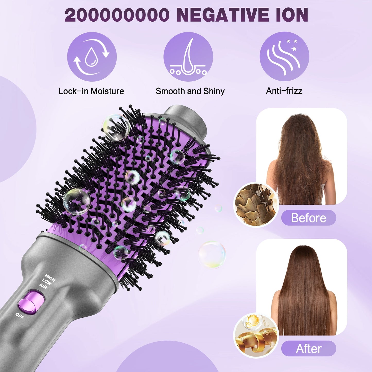 NEXPURE Hair Dryer and Blow Dryer Brush in One, New Upgrade 4 in 1 Hair Dryer Brush with Negative Ion Anti-frizz Ceramic Titanium Barrel