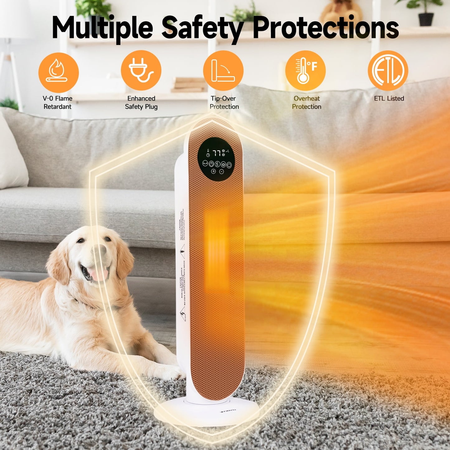 WYRAVIO 1500W Space Heaters for Indoor Use,80° Oscillating Portable Electric Heaters with Thermostat, Remote, 3 Modes,Fast Safety Heat,12H Timer, Overheat Protection, Heater for Bedroom Home Office