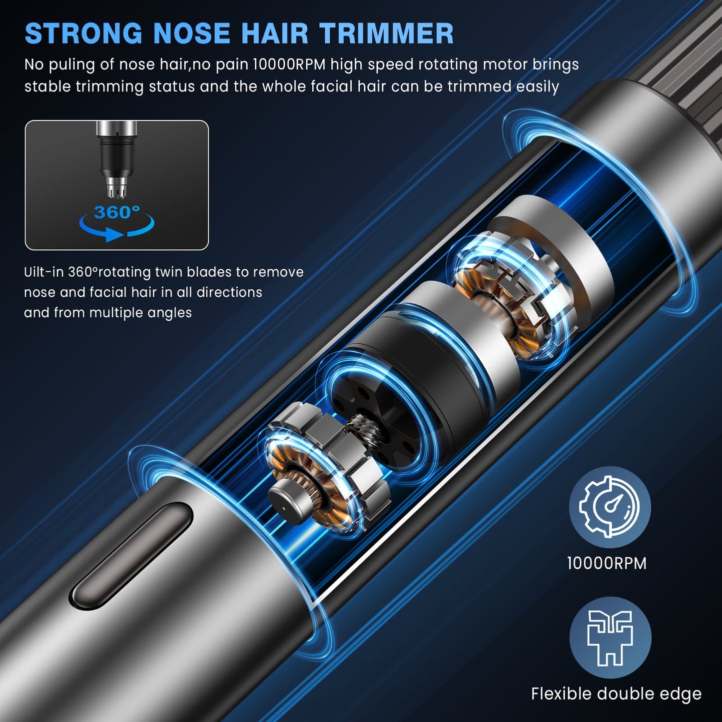 NEXPURE Nose Hair Trimmer, Lithium Ion Battery Electric Nose Ear Hair Remover, GT-2011BIM