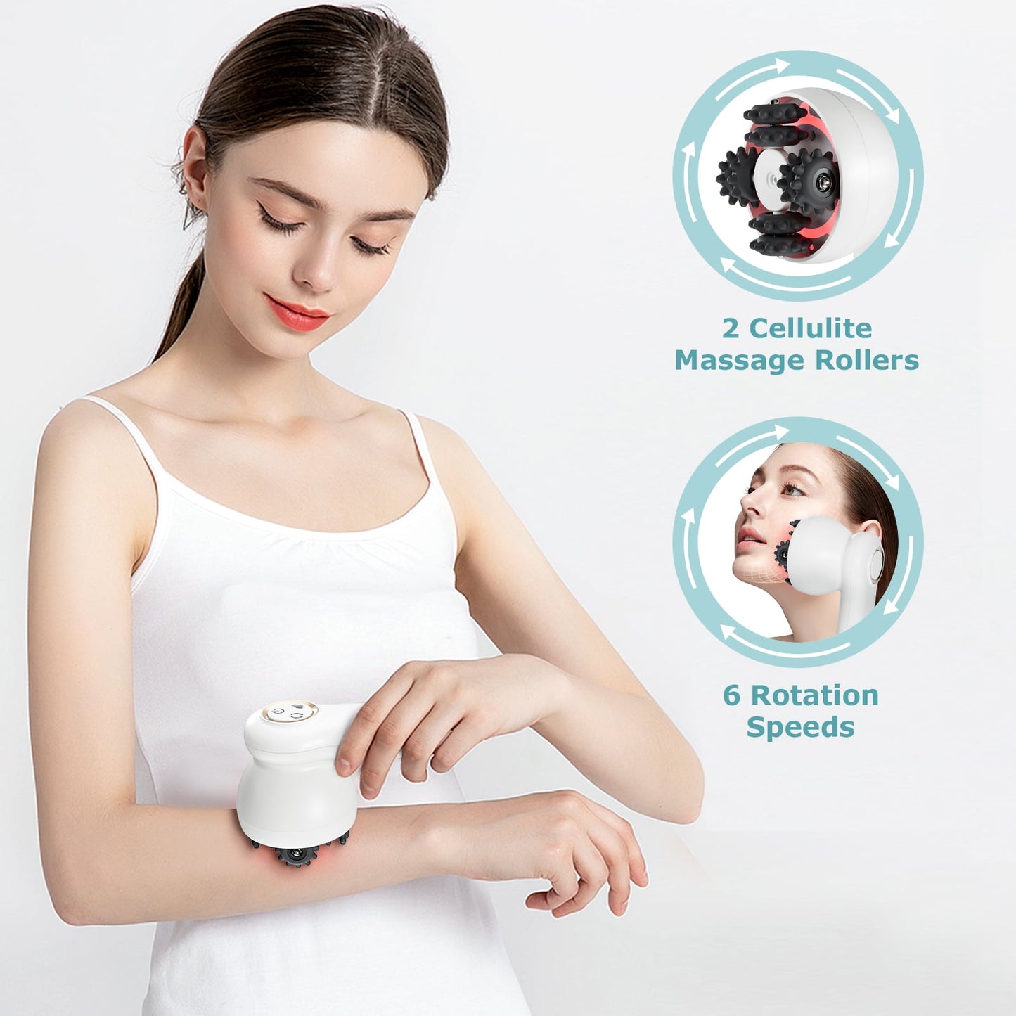 NEXPURE Body Sculpting Machine, Professional Shiatsu Cellulite Massager, IPX6 Waterproof, Electric Body Brush Set for Deep Cleansing, Exfoliation, White