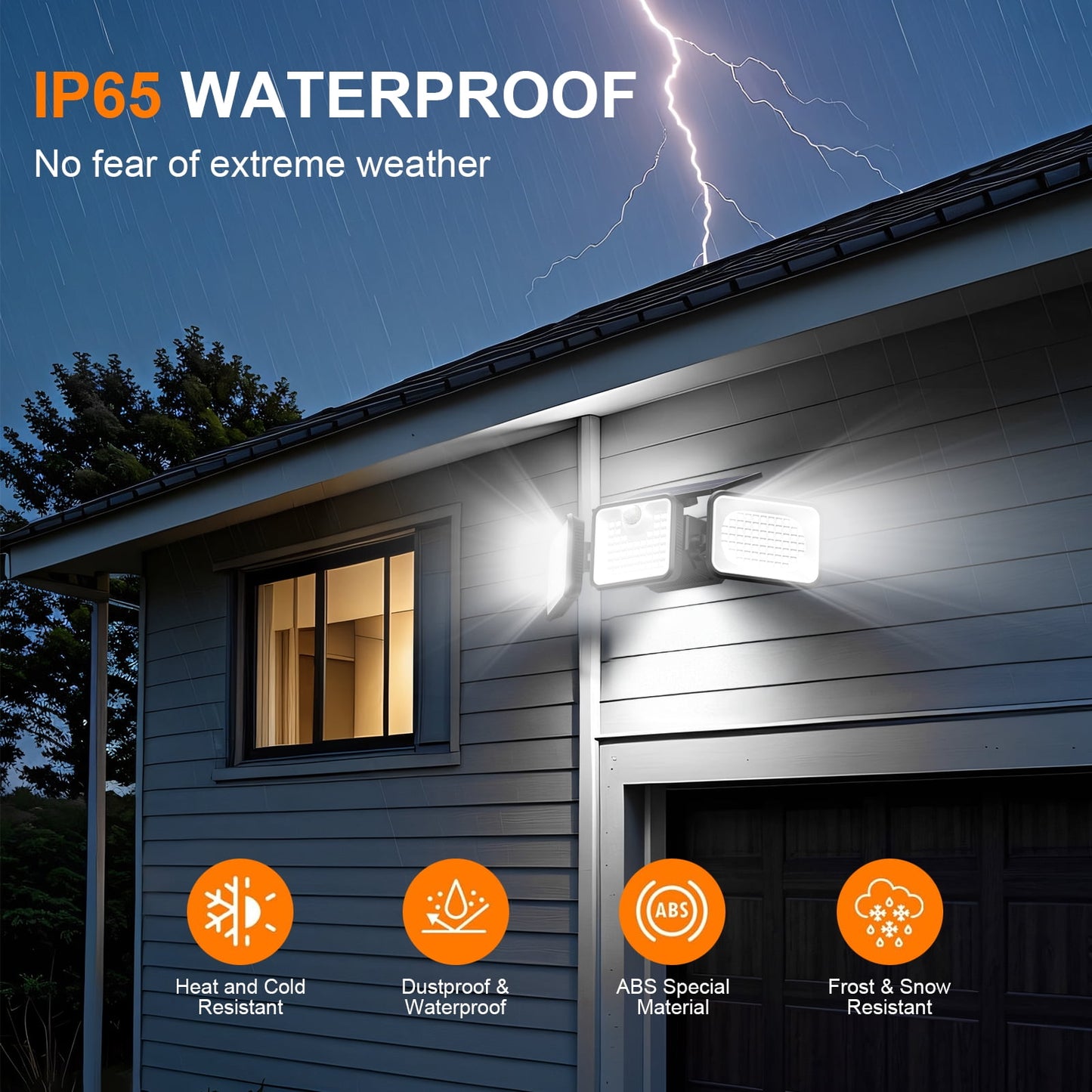 SUNOYAR Solar Lights Outdoor, 2500LM 3 Heads Motion Sensor Lights, IP65 Waterproof, 270° Wide Angle Solar Powered Security Lights for Garage Yard(2packs)