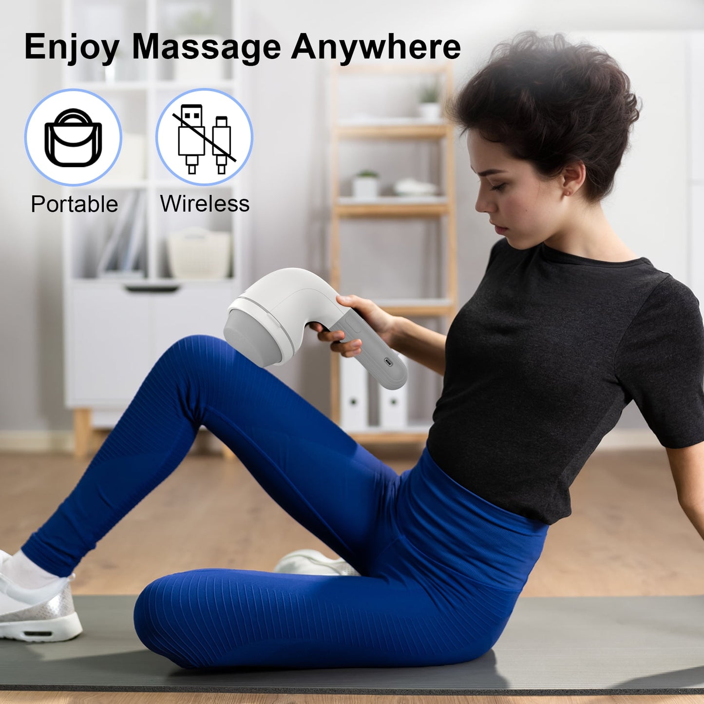 NEXPURE Handheld Massager – Shiatsu Percussion Massager for Neck, Back, Shoulder, 8 Massage Heads, 6 Modes for Men & Women, White