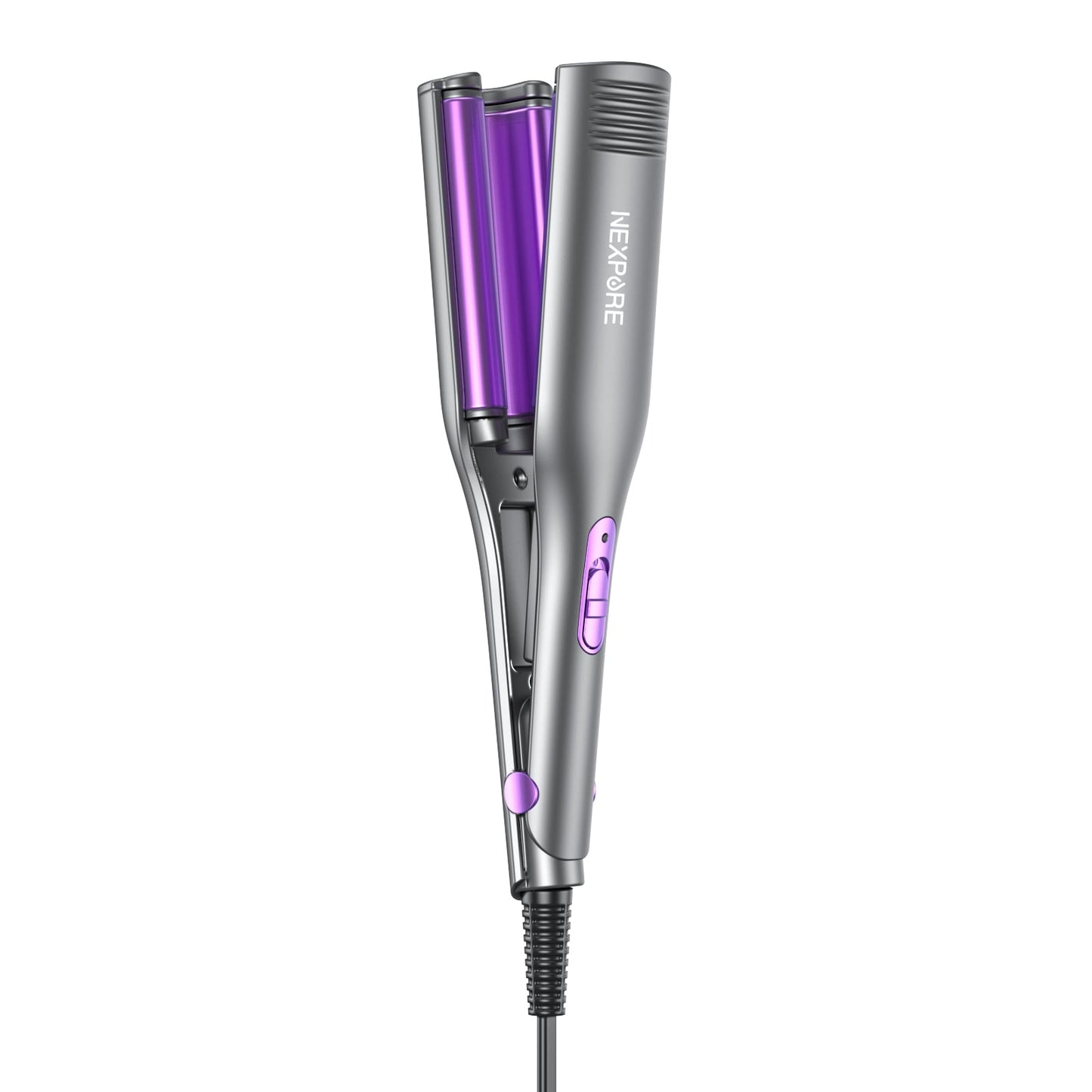 NEXPURE Curling Iron, Ionic Hair Crimper Tool, Hair Curler Waver Curling Wand with Ceramic 3 Barrel, Fast Heating, Purple, 0.8Inch