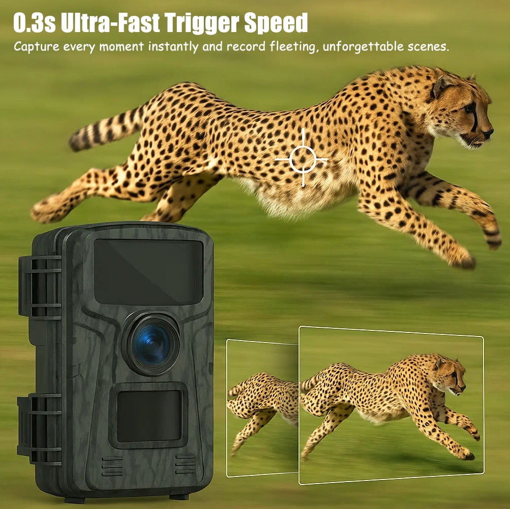 SUNOYAR 24MP Trail Camera, 1080P HD Game Camera with Night Vision, 0.3s Trigger Speed, 130°Wide-Angle, IP65 Waterproof, Hunting Camera for Wildlife Monitoring