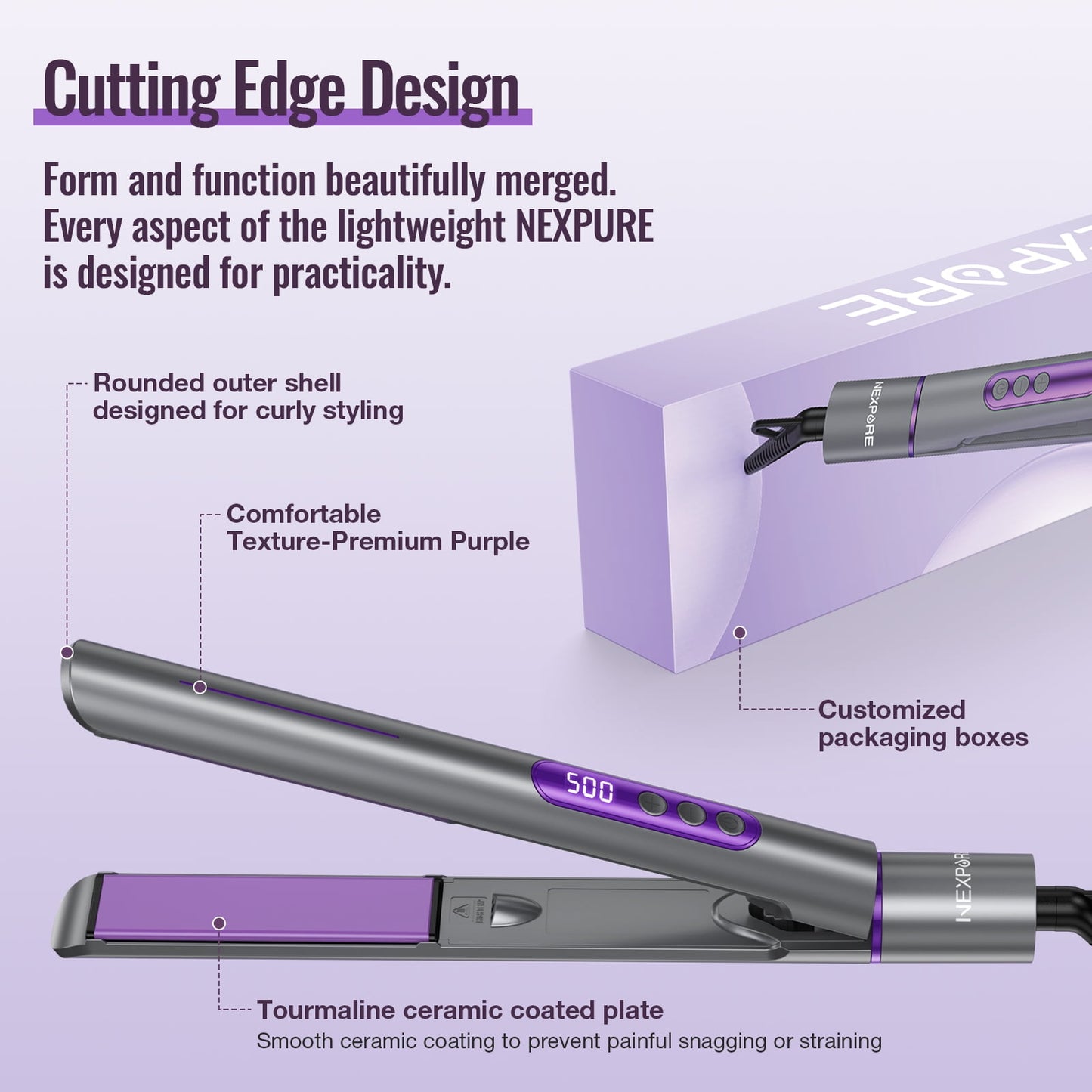 NEXPURE New Upgrade Ionic Flat Iron , Fast Heating Professional Salon 2-in-1 Ceramic Hair Straightener and Curler,Dual Voltage for Travel