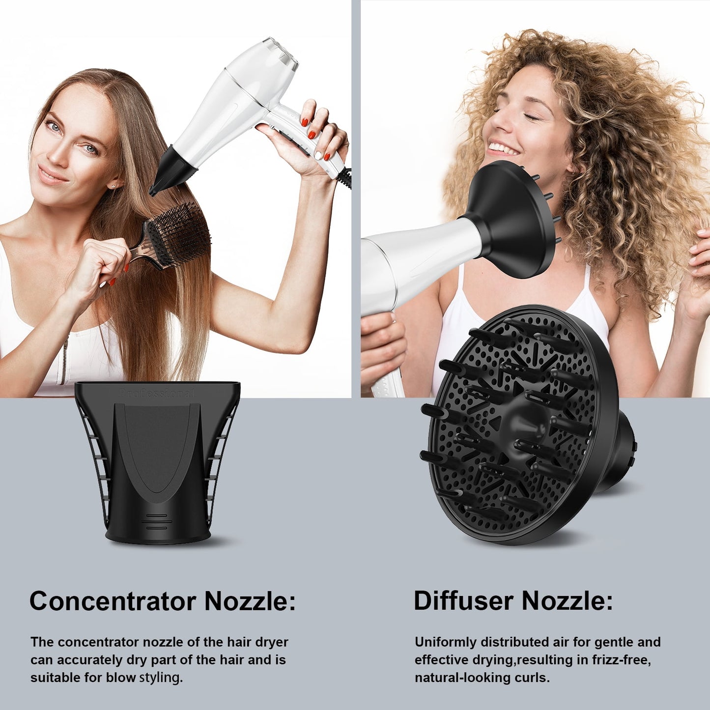 NEXPURE Hair Dryer, 1875W Professional Ionic Blow Dryer with Diffuser for Quick Drying & Styling