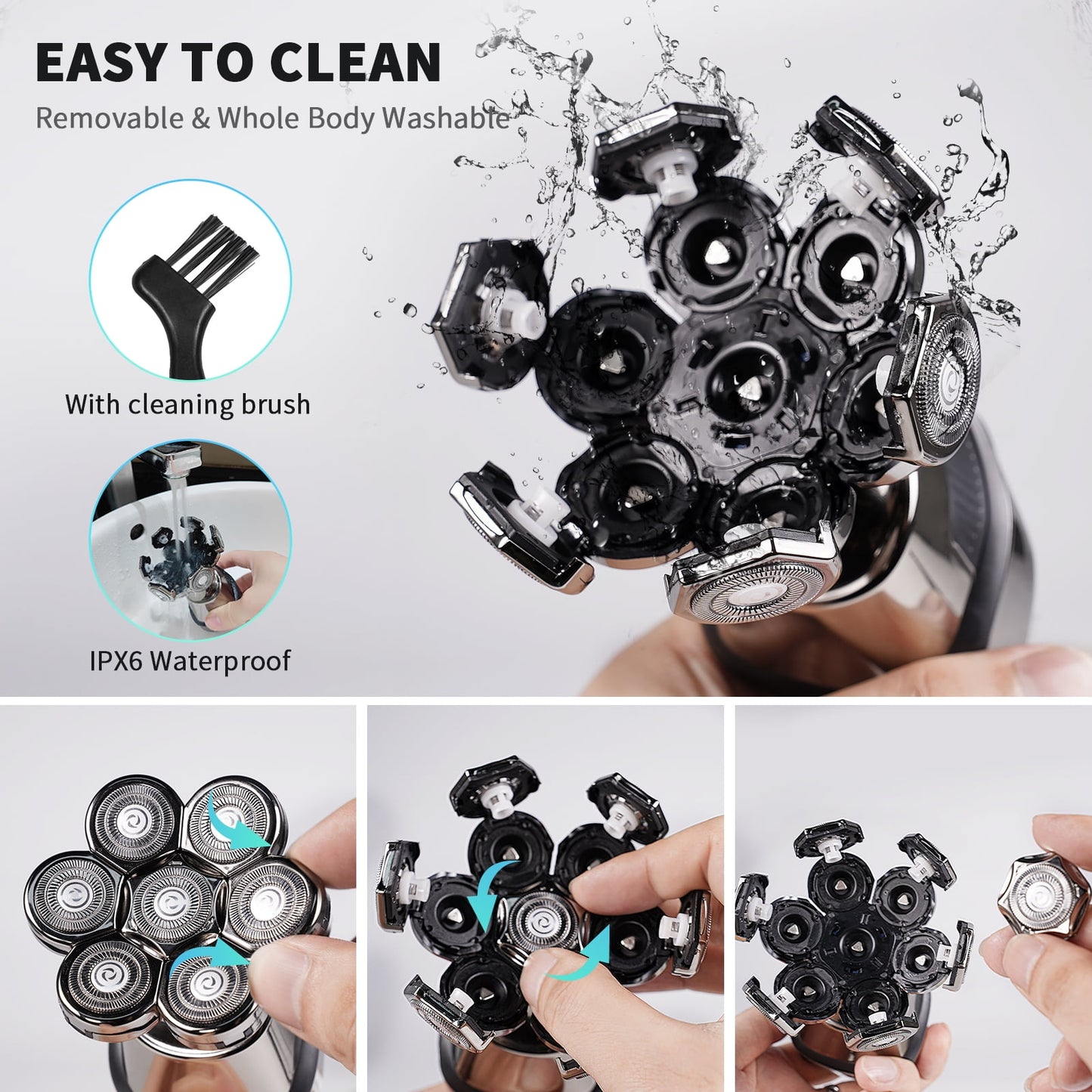 NEXPURE 7D Electric Shaver, 5-in-1 Bald Head Shaver, LED Display, Waterproof Wet/Dry Men's Grooming Kit